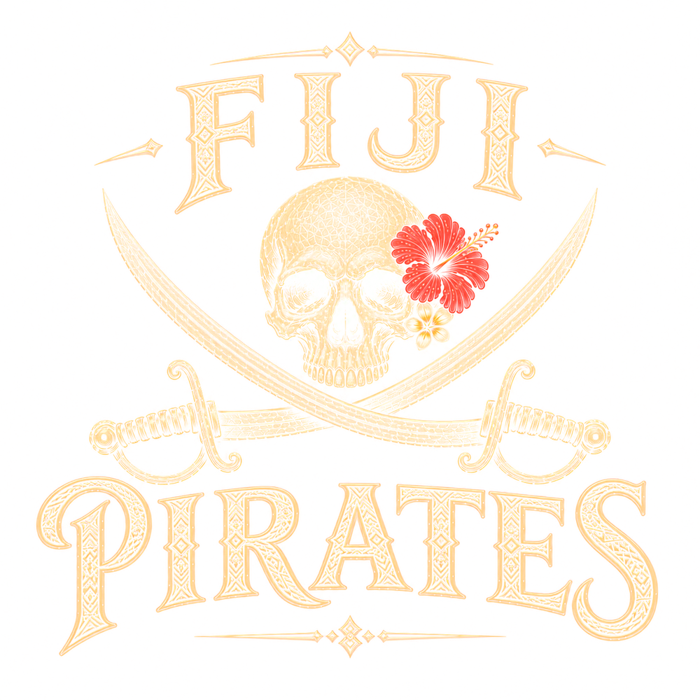 Fiji Pirates — skull with hibiscus and crossed cutlasses